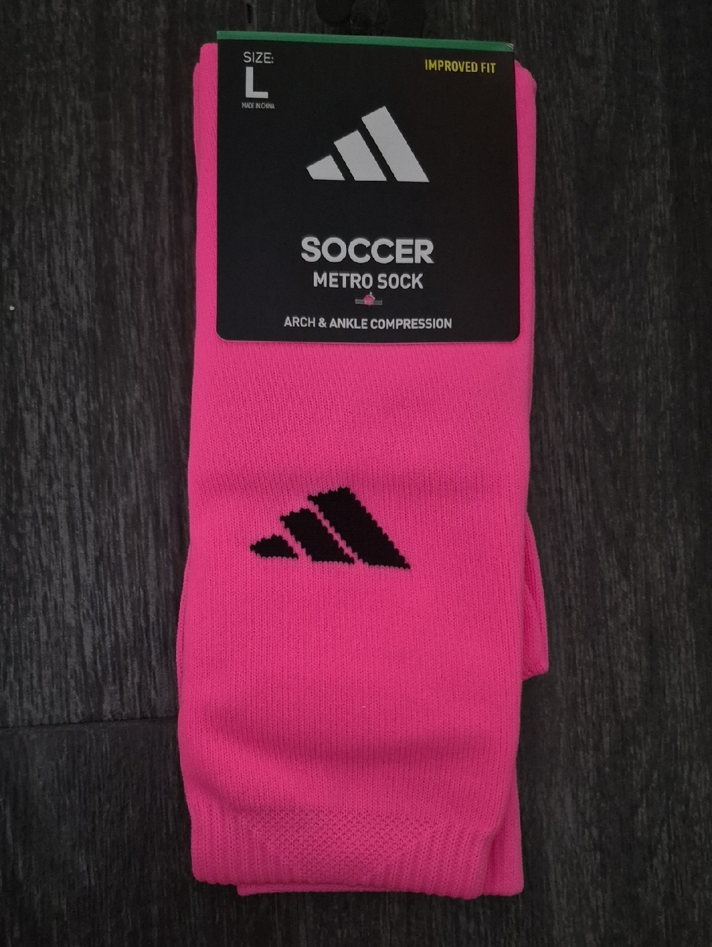 Adidas Soccer Metro Sock in Bright Pink with Black Logo